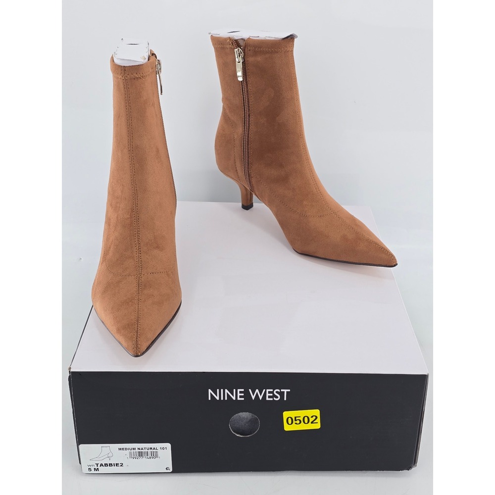 Nine West Tabbie2 Booties Womens 5 Natural Brown Pointed Toe - NEW